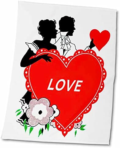 3drose florene férias gráfico - coração vermelho com homem e mulher - toalhas