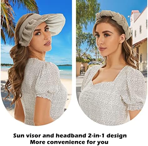 Durio Sun Visor Hat for Women 2 em 1 Summer Beach Hat Brim Brim Sun Hats for Women Protection UV Lady Sun Protection