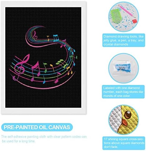 Música colorida Nota Kits de pintura de diamante personalizados Postam arte de arte por números para decoração