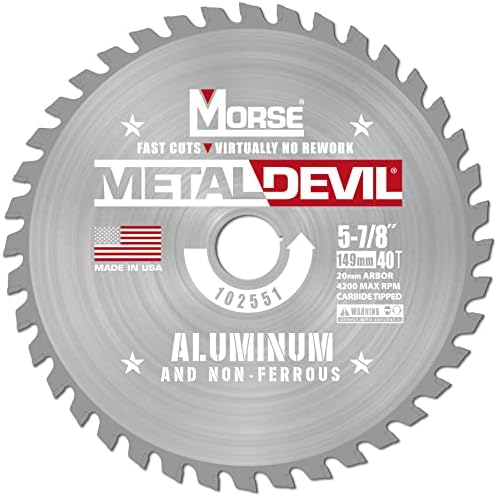 Morse Metal Devil CSM5884020FNFC, lâmina de serra circular, gorjeta de carboneto, corte de alumínio, 5-7/8 polegadas,