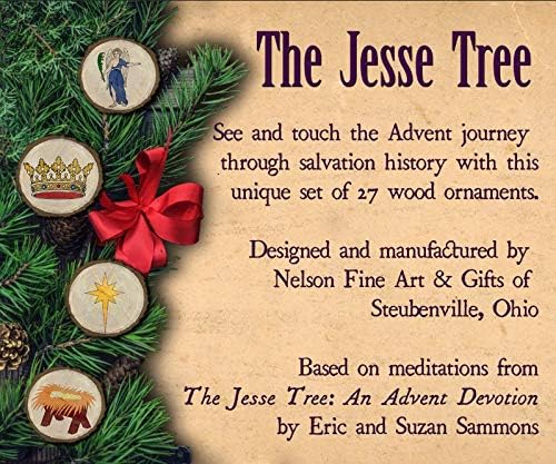 Católico ao máximo | Ornamentos de árvore de Jesse - Conjunto de 27 | Contagem regressiva de advento religioso