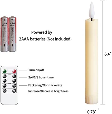 MAVANDES 6,4 polegadas Plástico LED conaumamento de velas com timer e cronômetro remoto e timer, marfim