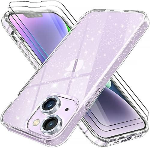 Design de estojo de brilho JASMEAS para iPhone 14 com protetor de tela [2 pacote] e [2 pacote] protetor