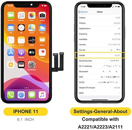 Bokman para iPhone 11 Screen Substituição Tela de toque de vidro LCD preto