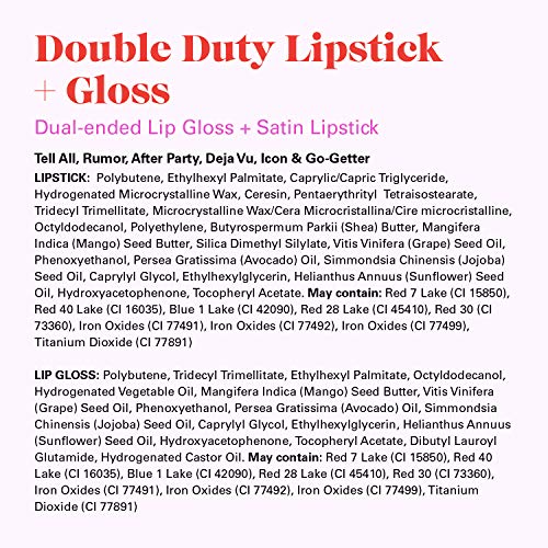 Pyt Beauty Double Duty Lipstick + Lip Gloss, Mauve Rose, hidratante, hipoalergênico, sem crueldade,
