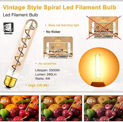 Lâmpadas tubulares de T30 LED lâmpadas 3W 30W, 2200k Amarelo quente 300 lúmens Lâmpadas de filamento em espiral