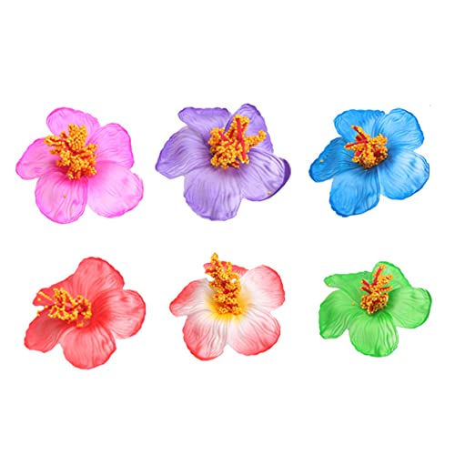 Clipes de cabelo de flor, 6pcs Hibiscus Hawaii Hawaii Flor Barrettes, Hairpim de Flor Tropical Barrette,
