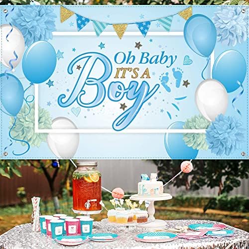 Oh baby, é um menino decorações de cenário de festa do chá de bebê grande bandeira de aniversário de