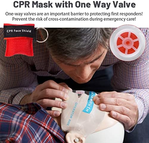 IFORY 50 Pacote o chaveiro de máscara de bolso da RCP, escudo de face de RCP com barreira de respiração de válvula