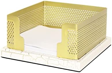 JFGJL White Stone Texture Metal Notepad Cube Dispenser Container para material de escritório em casa