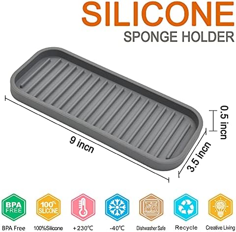 Porta de esponja de silicone - suporte de sabão de prato para balcão de cozinha 2 pacote, bandeja de