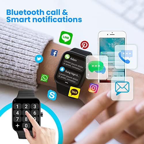 C22 Alexa Bluetooth 1.8 Smart Watch for Men Mulheres, Sleep Sleep Station Freqüência cardíaca