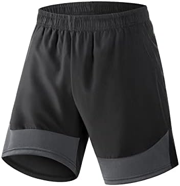 Shorts atléticos masculinos de hrui masculino de ginástica de sugestão de suor leves com zíper com bolsos