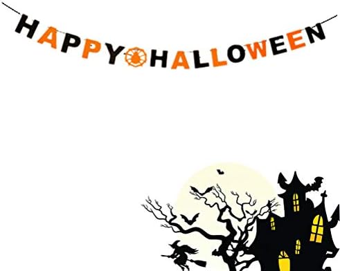 Soimiss 3 PCs Balloween Party Party Banner não tecido pendurado Bunting Skull Smile Pumpkin Happy Halloween