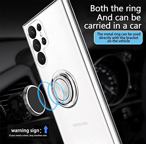 Guuboly Crystal Clear Samsung Galaxy S23 Caso Ultra com suporte de anel Kickstand Não amarelecendo