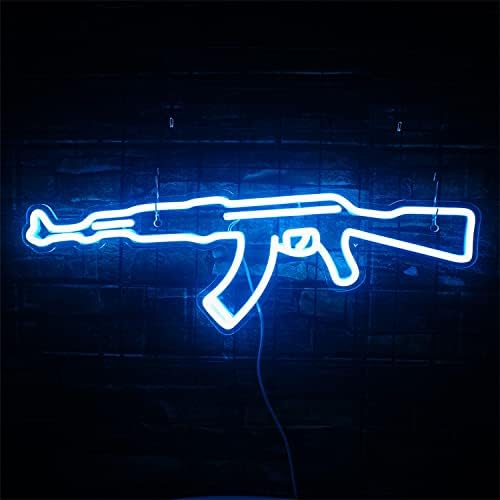 Maxsmlzt néon sinal de luz leve LED Hanging Art Night Lamp Gun Usb para sala de jogos Sala Party