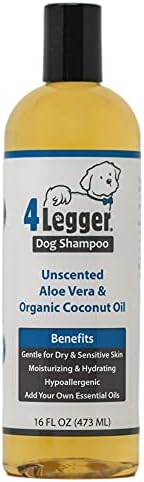 4Legger shampoo de cachorro orgânico certificado USDA, shampoo hipoalergênico de cachorro, shampoo de coco
