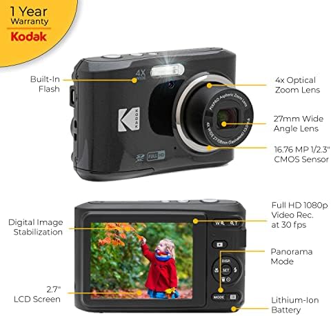 Kodak PixPro FZ45 Câmera digital + ponto e tiro capa da câmera + Sandisk 128GB SDXC Memory Card…