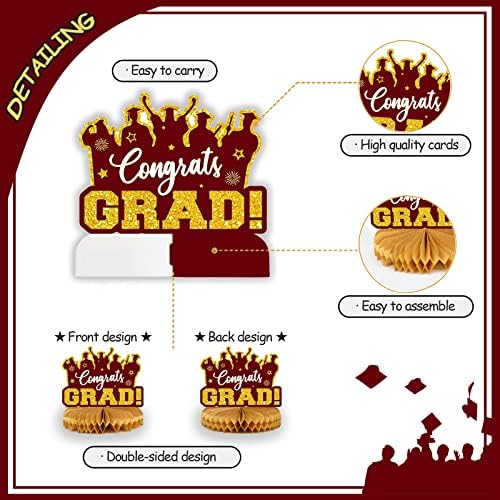 Decorações de festa de graduação Maroon Gold 2023/Borgonha Decorações de graduação em ouro Classe de