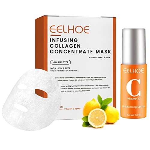 Byeol Korea Infusando a máscara antienvelhecimento do colágeno-máscara facial de vitamina C e spray, máscara