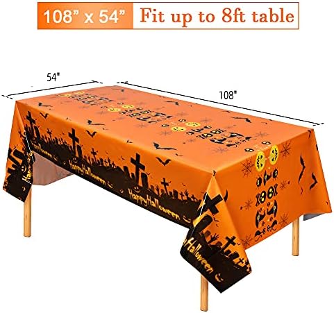 3 Pacote de mesa de mesa de plástico de Halloween Orange, retangular descartável Tabela de halloween Tabela de