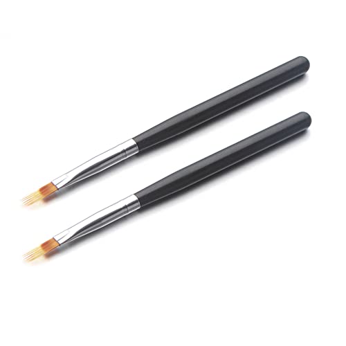 Wokoto 2pcs Black unhas ombre pincéis de pintura de pintura de canetas com maçaneta de madeira