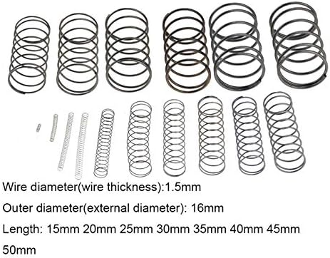 AHEGAS SPRINGS 10PCS 1,5 * 16 * 15-50mm Spring Spring Small Compacty Release Mechanical Return Spring Spring OD