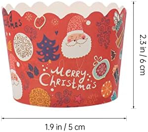 Hemoton Santa embrulhando papel 200pcs de panificação de panificação de Natal Cupcakes Cupcake Cups