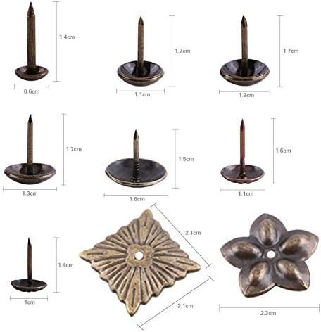 Yosoo 100pcs Antigo estofamento de bronze prego madeira Decorative Tack Stud para decoração de móveis