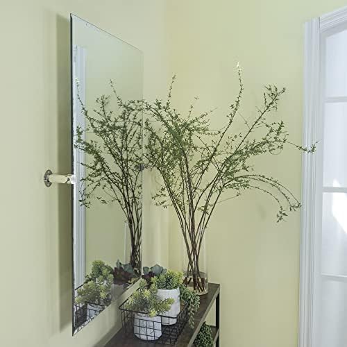 Teebarn sem moldura chanfrado espelho de vaidade do banheiro com suportes de metal cromado, espelho de parede