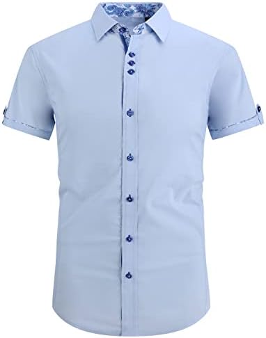 Rljt jin masculino de manga curta masculina camisetas de botão casual de forma comum para baixo