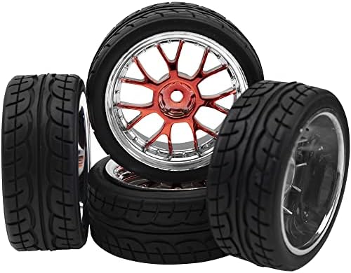 4pack hircqoo 12 mm aros de roda plástica e pneus de borracha de 2,59 conjunto com espuma compatível com
