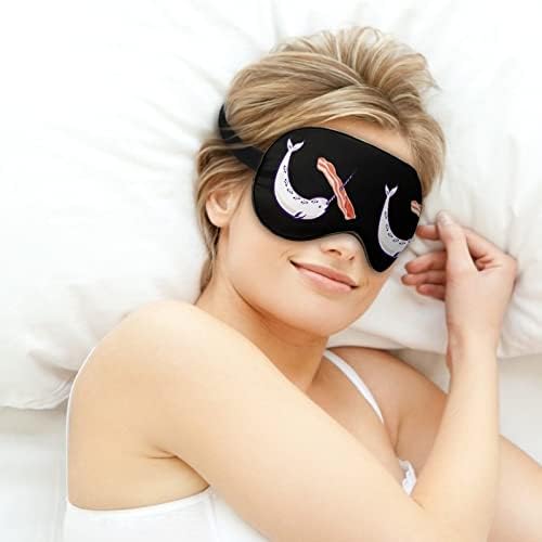Narwhal Whale Bacon Sleep Mask máscara de olhos vendados macios portátil com cinta ajustável para homens