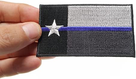 Patch de bandeira do estado azul fino da linha azul - 3,5x2 polegadas. Ferro bordado no patch