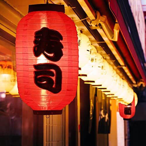 Lanterna de estilo japonês Decorações de festas japonesas Lanterna de seda vermelha de 14 polegadas