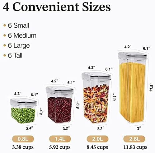 Depila Cozinha Alimentos Cereais de armazenamento de alimentos Conjunto de 24 peças com lid