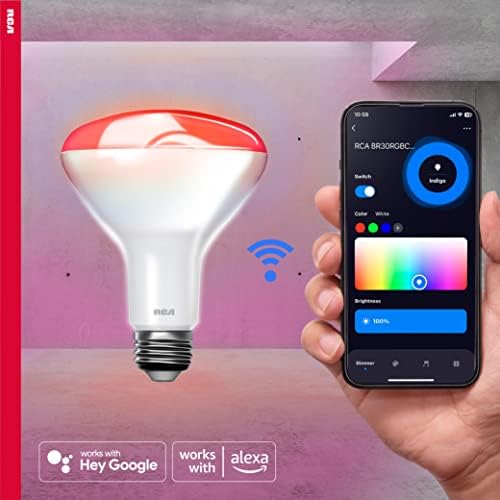 RCA WiFi liderada lâmpada inteligente, 12-PK | Luz de inundação interna, lâmpada LED multicolorida e branca