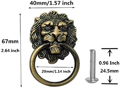 Zmgmsmh 6 pacote gaveta de cabeça de leão puxadores com maçaneta de anel da gaveta para puxador