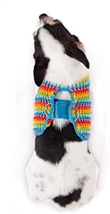 MyKnitt Rainbow Ajustável Cague de cães de algodão de crochê artesanal, chicote de treinamento para animais