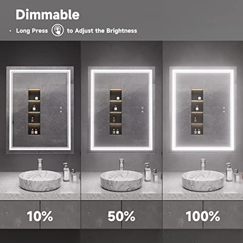 Espelho de banheiro LED de iluminação frontal atualizada com faixa leve de alta densidade 36 '' × 28 '' -