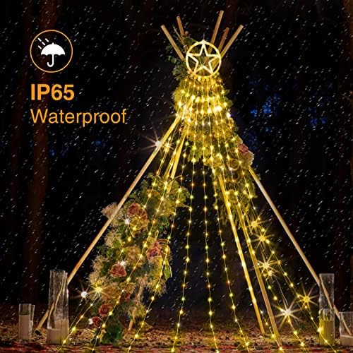 Decorações de Natal ao ar livre Luzes de árvore, Litogo 10,4 pés 324 Luzes de cachoeira 8 modos Luzes