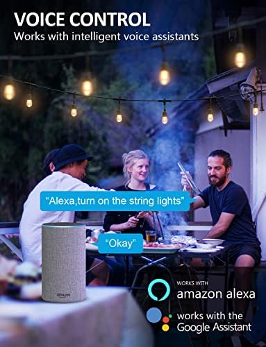 XMCOSY+ luzes de cordas externas, luzes de cordas LED de 98 pés Smart RGB Patio, App & Wi -Fi LED LUZES DE LEDS
