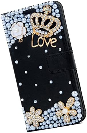 Fairy Art Crystal Cartlet Caixa de telefone compatível com Samsung Galaxy S9 Plus - Crown Flor - Black -