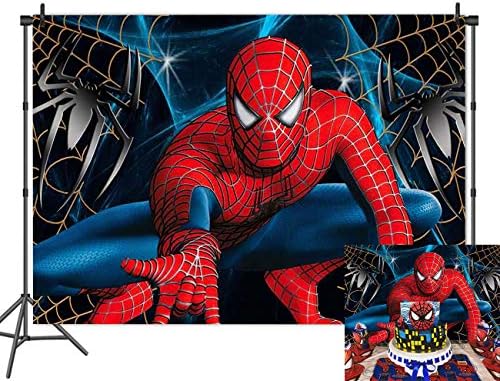 Cartoon Superhero Spiderman Cenários de fotografia temáticos para meninos filhos Feliz aniversário FEQUENA