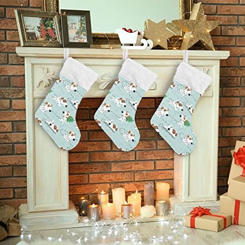 Christmas engraçado cachorro branco meias de Natal Conjunto de 2 meias de natal 18 polegadas lareira meias penduradas