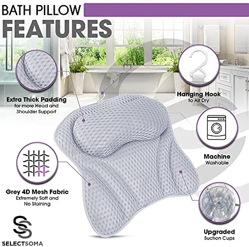 Almofadas de banho para o pescoço da banheira e o suporte das costas - travesseiro de banho para banheira -
