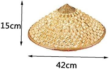 Froiny Coolie Straw Bamboo Cone Hat Garden Farmer Fishing Beach Hat, bege, 42x15cm