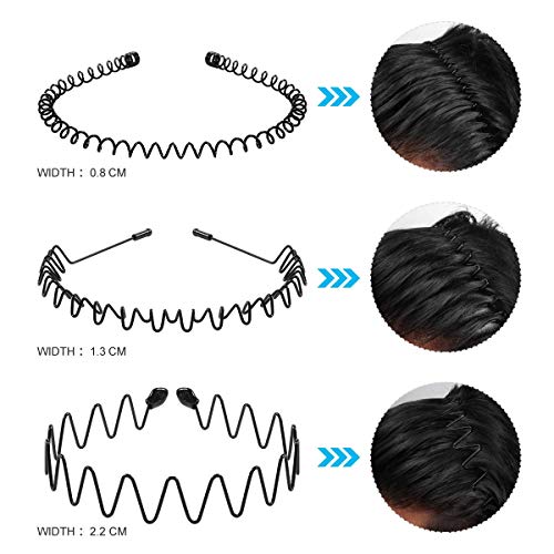 Metal Headnd Hair Hoop, 6 PCs Black Spiral Wavy Bandas de cabeça Beauty Cuidado Banda de cabelo da moda