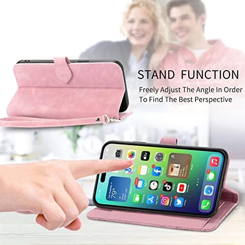 Topfunny Casos para iPhone 14 Pro Casal de carteira para mulheres com suporte de cartão Retro com estiramento