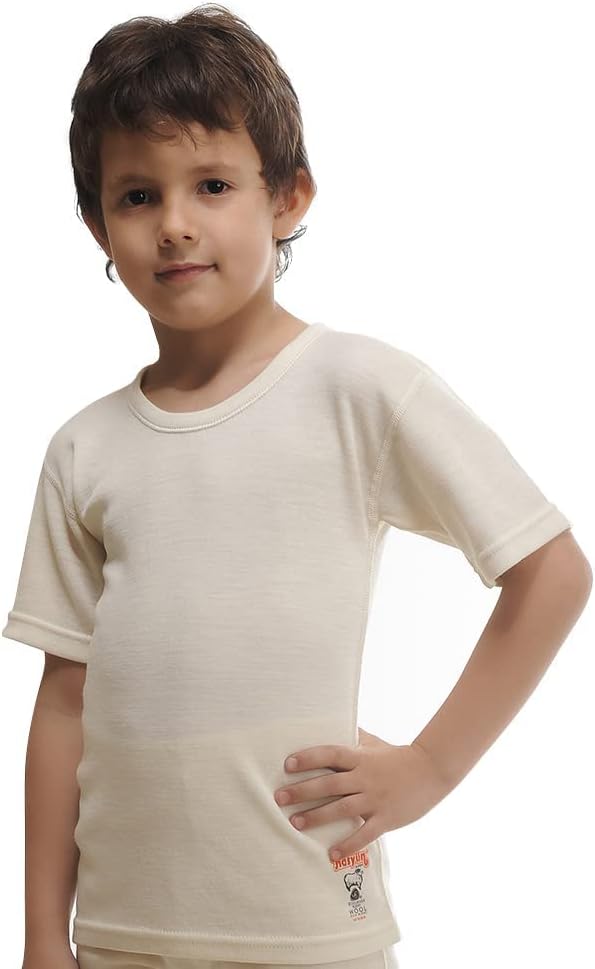 Camada de base infantil Cozyposh - de lã merino de manga curta camiseta térmica